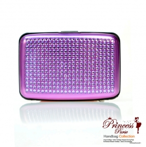 Sleek Durable Aluminum Card Holder/ Wallet with Rhinestone Decor.